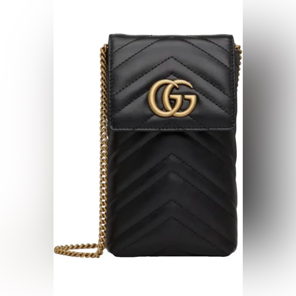 Gucci MARMONT PHONE LEATHER CROSSBODY BAG black